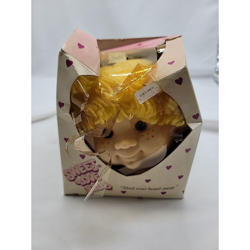 Vtg Sweet Love Kids Doll Head Yellow Yarn Pigtails  New But Box Destoried